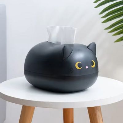 boite-à-mouchoirs-chat-noir
