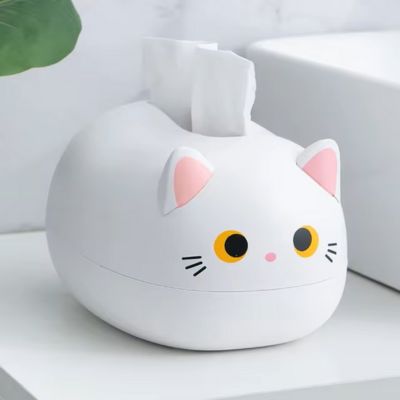 boite-à-mouchoirs-chat-blanc