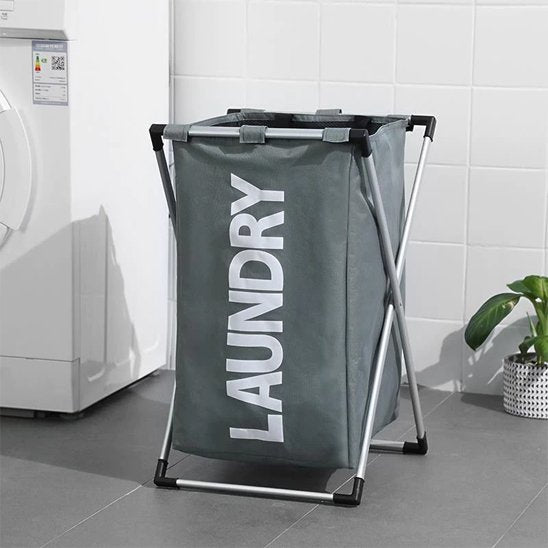 panier-à-linge-pliable-gris