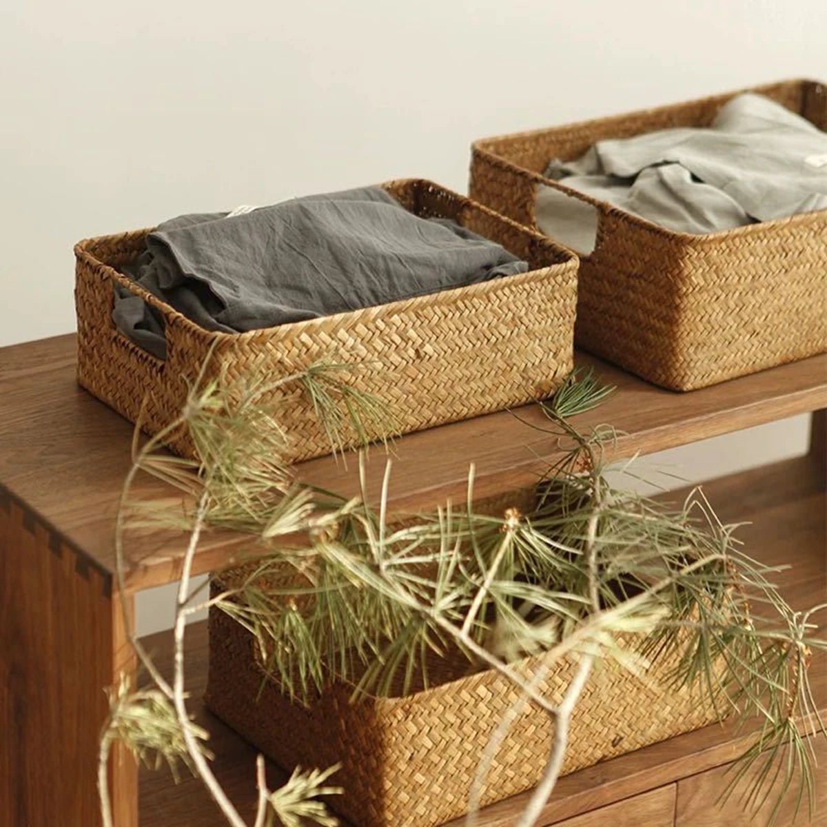 Panier osier rangement tissé