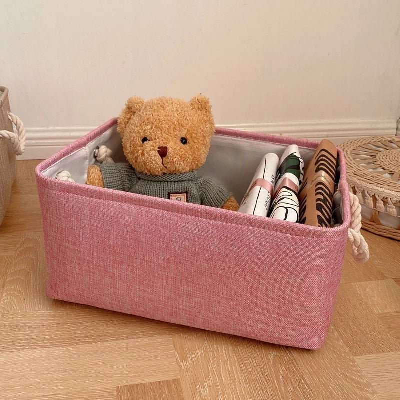 paniers-de-rangement-tissu-rose