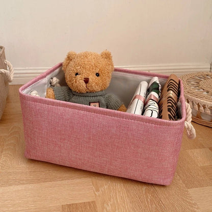paniers-de-rangement-tissu-rose