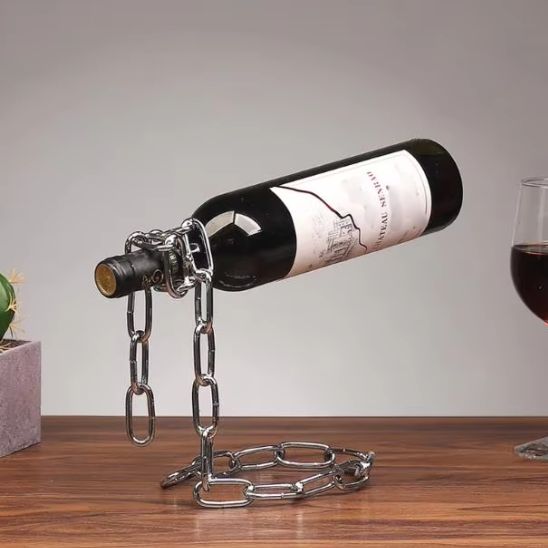 rangement-bouteille-de-vin-chaine-argente